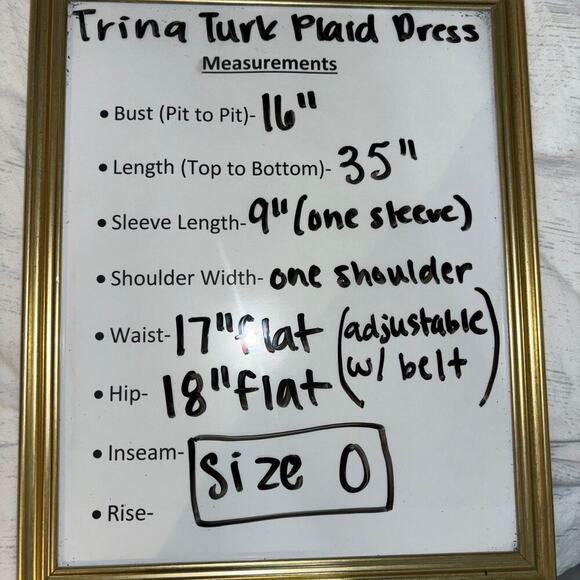 Trina Turk Reyes One Shoulder Plaid Dress with Detachable Flower – Size 0 – NWT - Picture 14 of 14